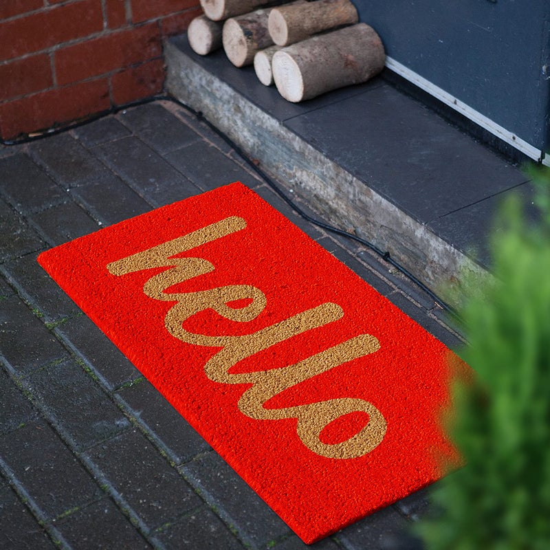Calloway Mills 100301729RNS Script Hello Doormat, 17" x 29", Red/Natural - Image 2